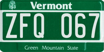 VT license plate ZFQ067