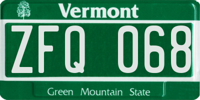 VT license plate ZFQ068
