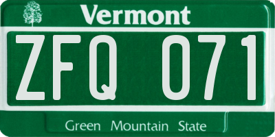 VT license plate ZFQ071
