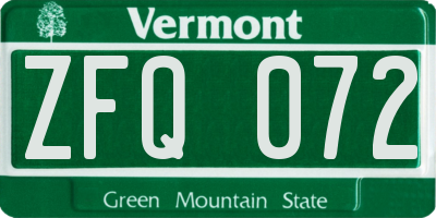 VT license plate ZFQ072