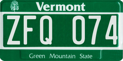VT license plate ZFQ074