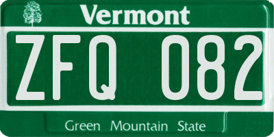 VT license plate ZFQ082
