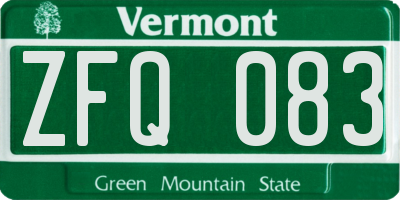 VT license plate ZFQ083