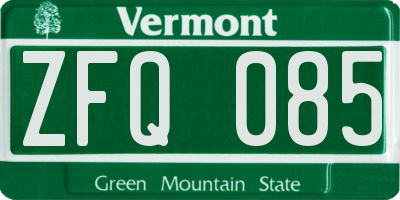 VT license plate ZFQ085