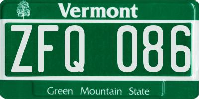 VT license plate ZFQ086