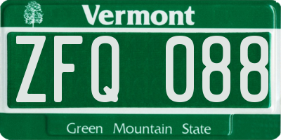 VT license plate ZFQ088
