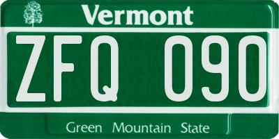 VT license plate ZFQ090