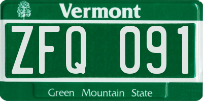 VT license plate ZFQ091