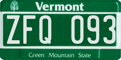 VT license plate ZFQ093