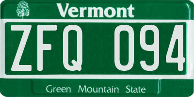 VT license plate ZFQ094