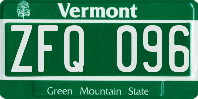 VT license plate ZFQ096