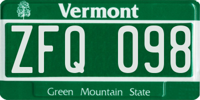 VT license plate ZFQ098