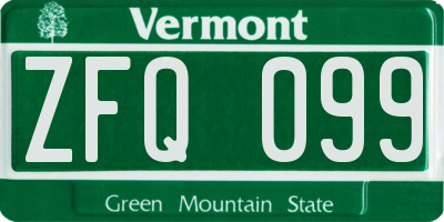 VT license plate ZFQ099