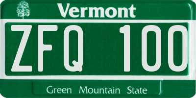VT license plate ZFQ100