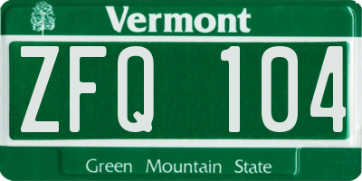 VT license plate ZFQ104