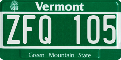 VT license plate ZFQ105