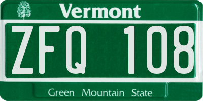 VT license plate ZFQ108