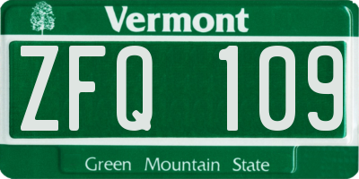 VT license plate ZFQ109