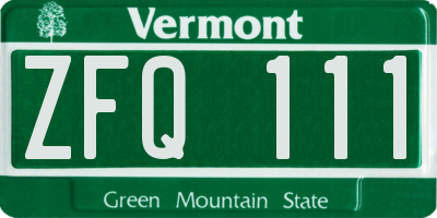 VT license plate ZFQ111