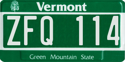 VT license plate ZFQ114