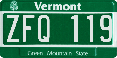 VT license plate ZFQ119