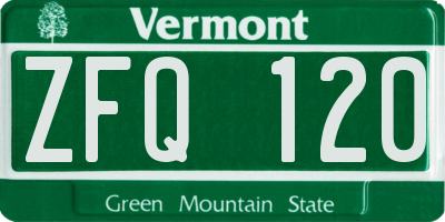 VT license plate ZFQ120
