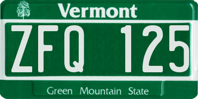 VT license plate ZFQ125