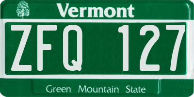 VT license plate ZFQ127