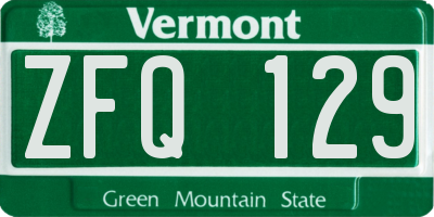 VT license plate ZFQ129