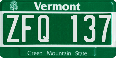 VT license plate ZFQ137