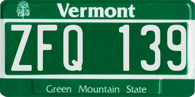 VT license plate ZFQ139