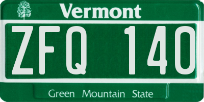 VT license plate ZFQ140