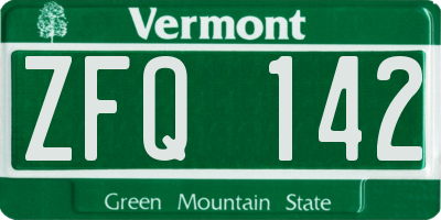 VT license plate ZFQ142