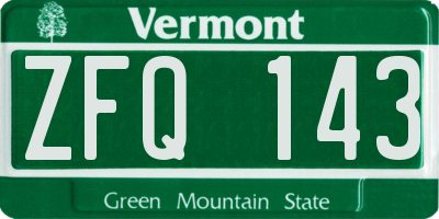 VT license plate ZFQ143