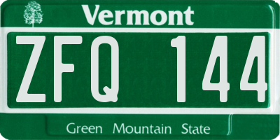 VT license plate ZFQ144