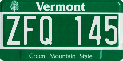 VT license plate ZFQ145