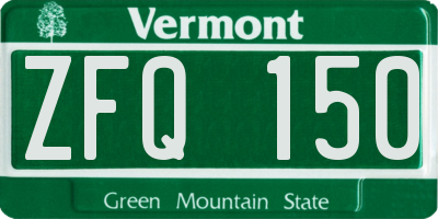 VT license plate ZFQ150