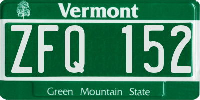 VT license plate ZFQ152
