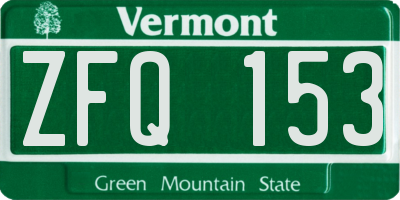 VT license plate ZFQ153