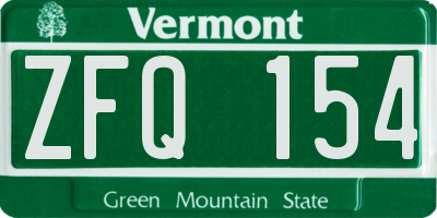 VT license plate ZFQ154