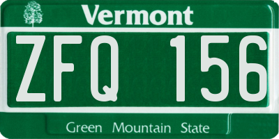 VT license plate ZFQ156