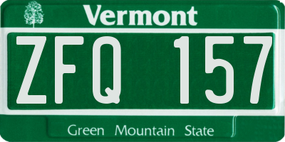 VT license plate ZFQ157