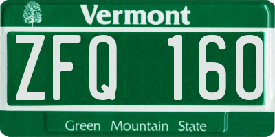 VT license plate ZFQ160
