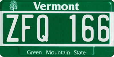 VT license plate ZFQ166