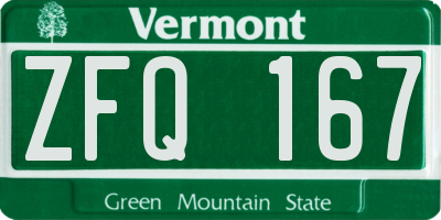 VT license plate ZFQ167