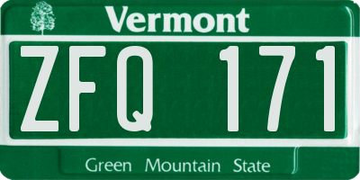 VT license plate ZFQ171
