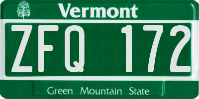 VT license plate ZFQ172
