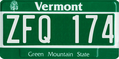 VT license plate ZFQ174