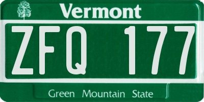 VT license plate ZFQ177