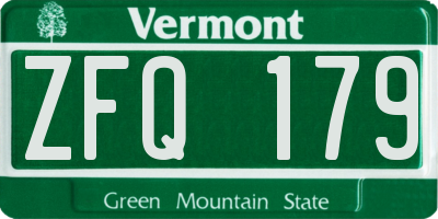 VT license plate ZFQ179